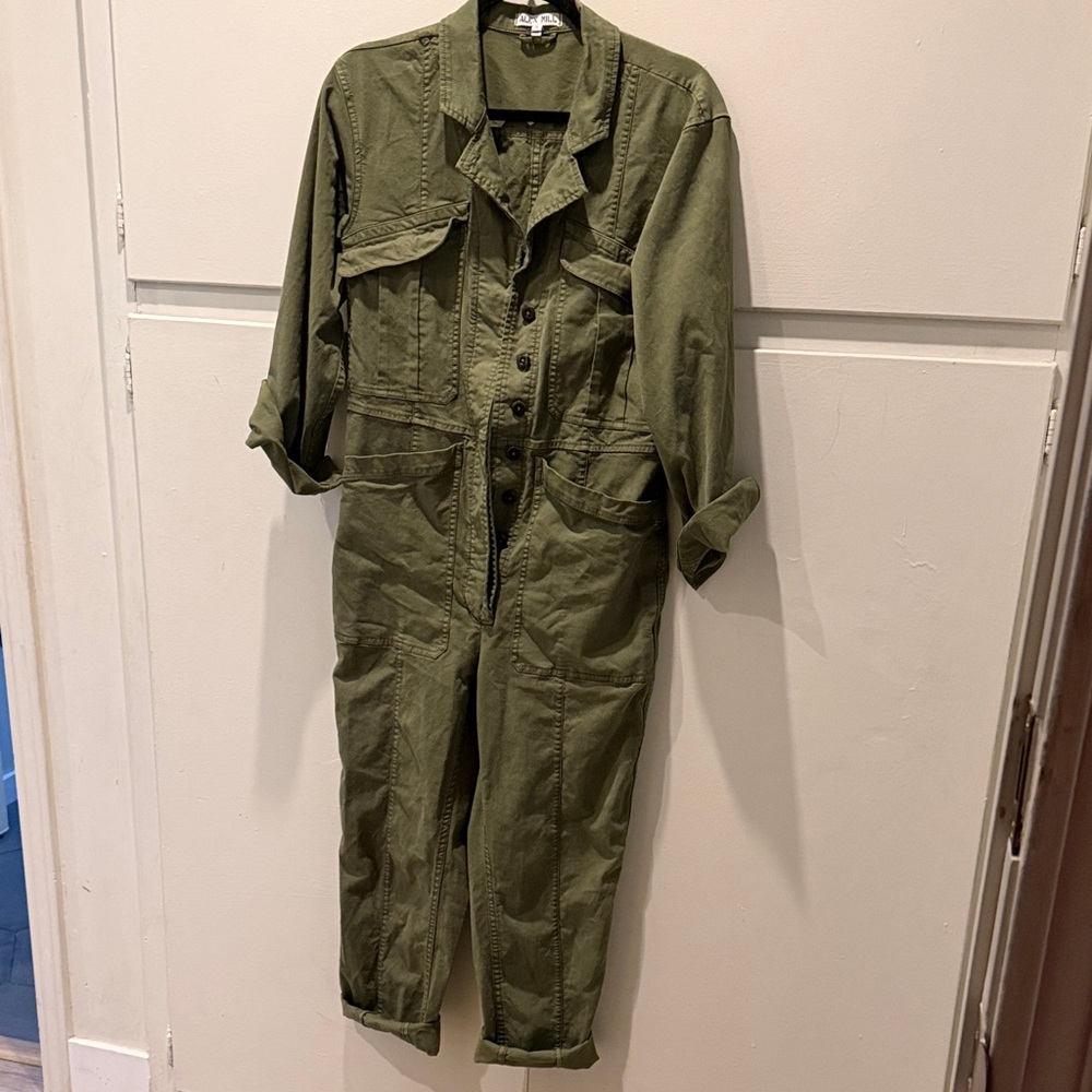 Alex Mill Olive Utility Cotton Jumpsuit